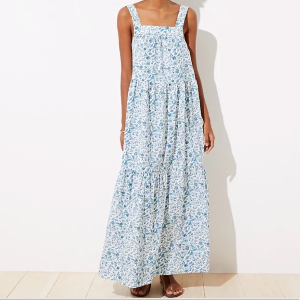 Ann Taylor Loft floral tie-back maxi dress